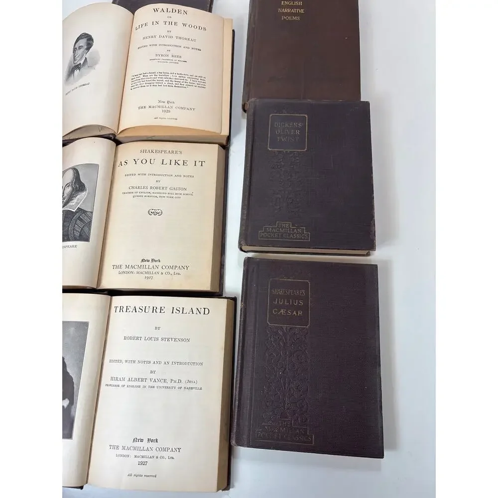 Antique 1900's Macmillan Pocket Classics Lot of‎ 7 Shakespeare Stevenson Dickens